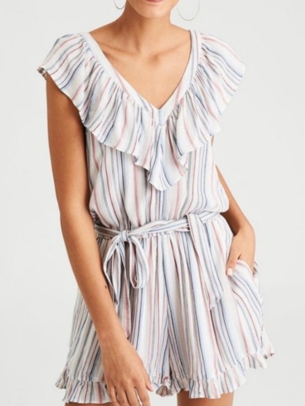 American Eagle Multi-color Striped Romper